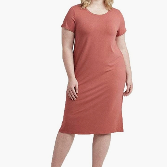 Ava & Viv Dresses & Skirts - 🆕️ Ava & Viv Jade Dress Plus Size  Coral Short Sleeve Pockets T-Shirt Dress